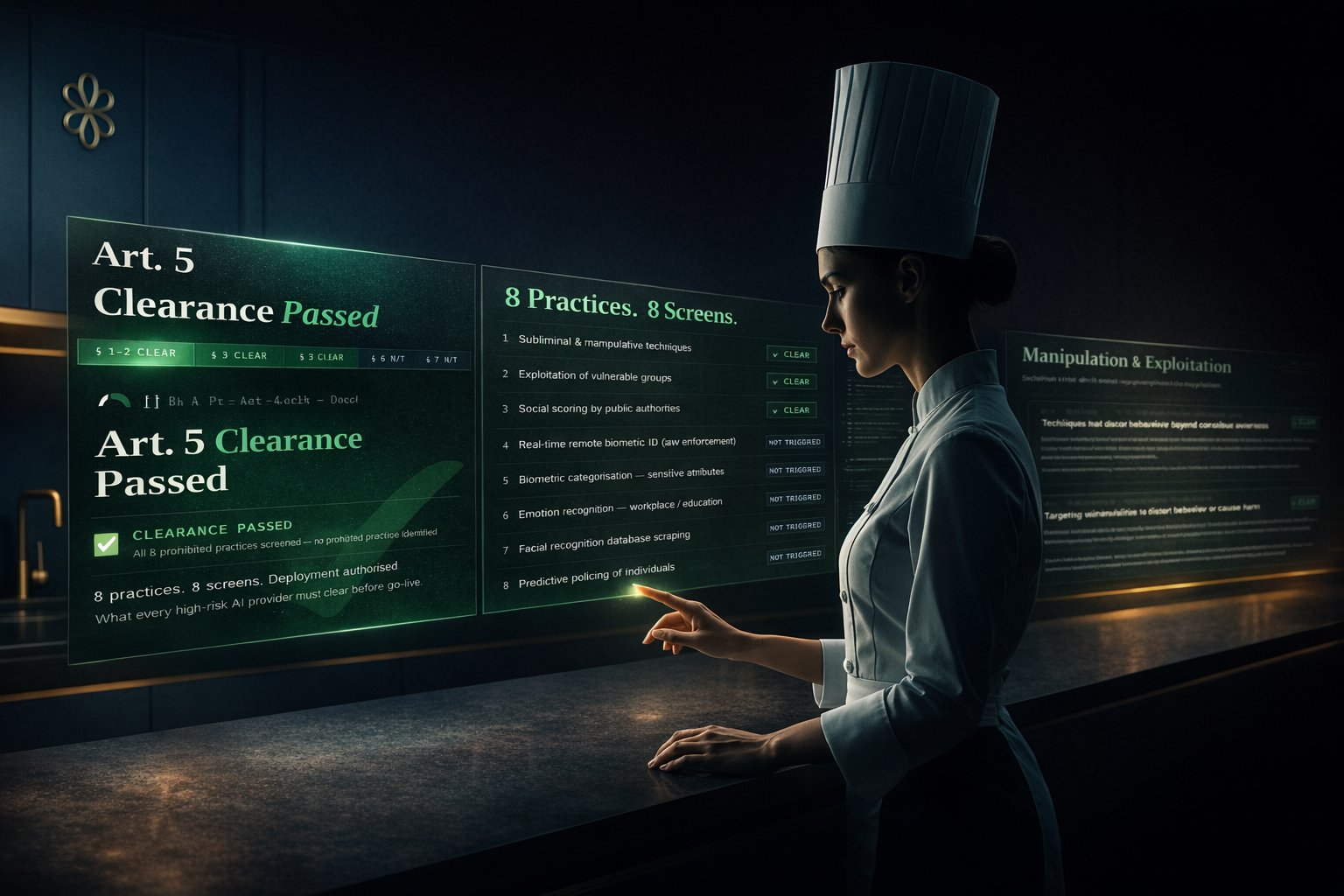 Art. 5 Clearance Passed — 8 prohibited practices screened, deployment authorised